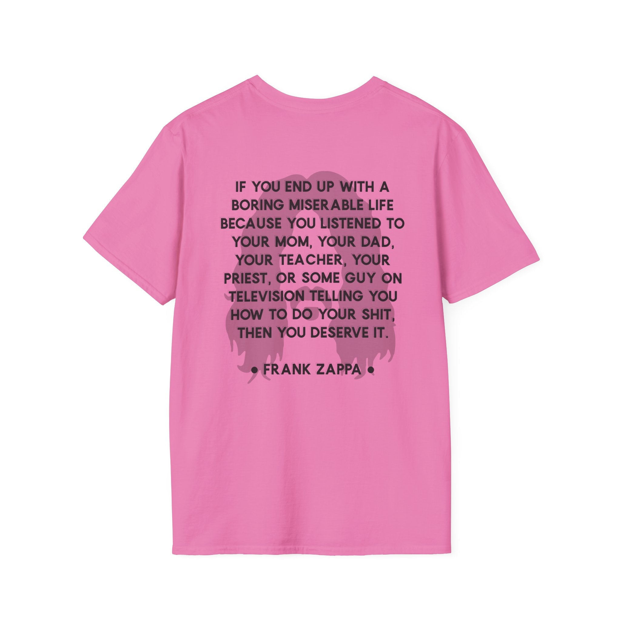 Frank Zappa Quote T-Shirt | Minimal Portrait, Back Typography