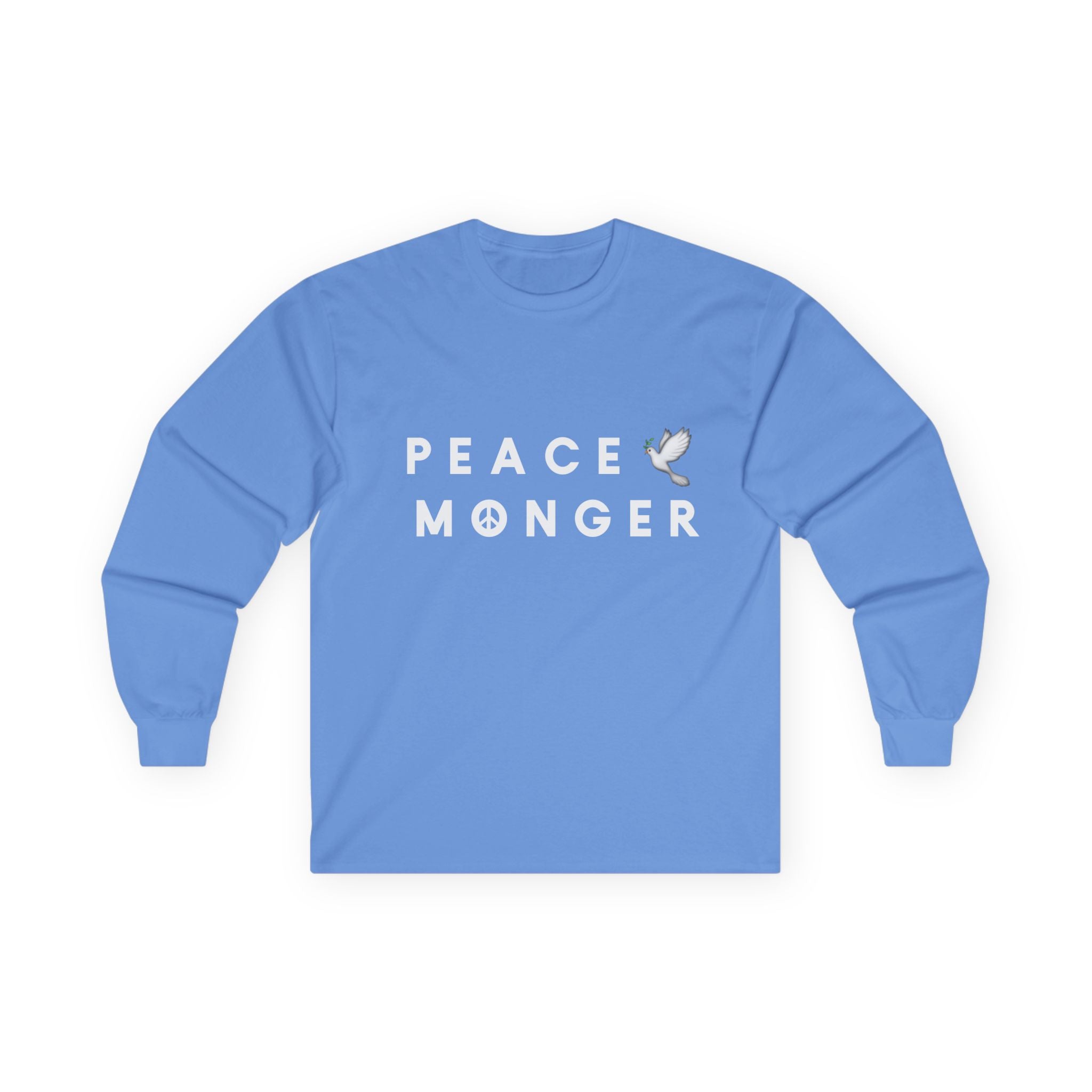 Peace Monger Long Sleeve Tee — Minimal White Tee with Dove Design