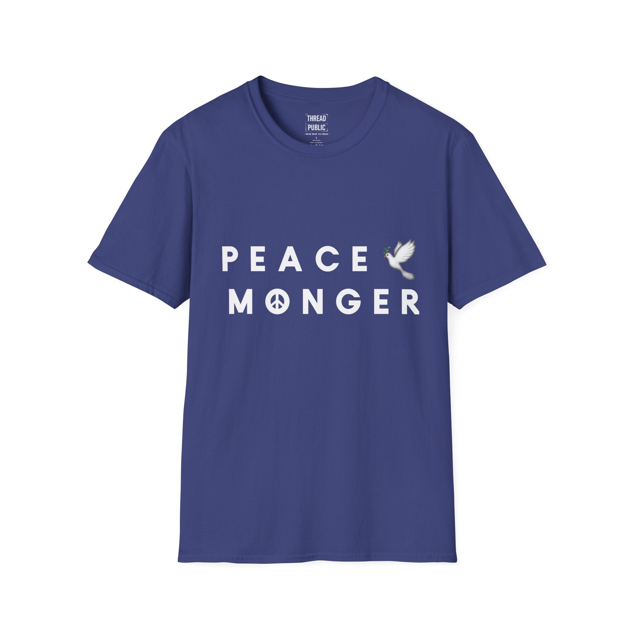Peace Monger T-Shirt | Dove & Peace Sign Text Graphic