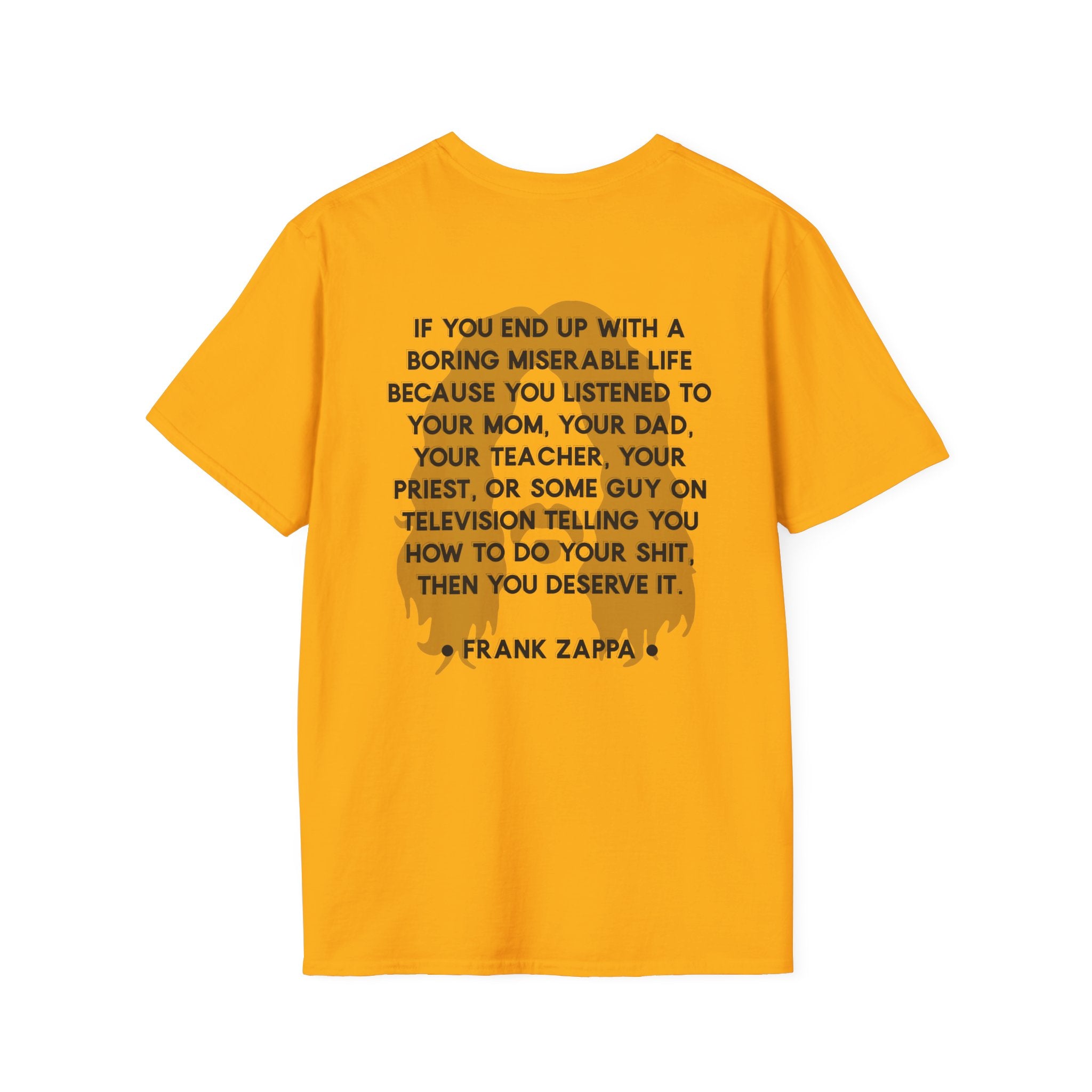 Frank Zappa Quote T-Shirt | Minimal Portrait, Back Typography