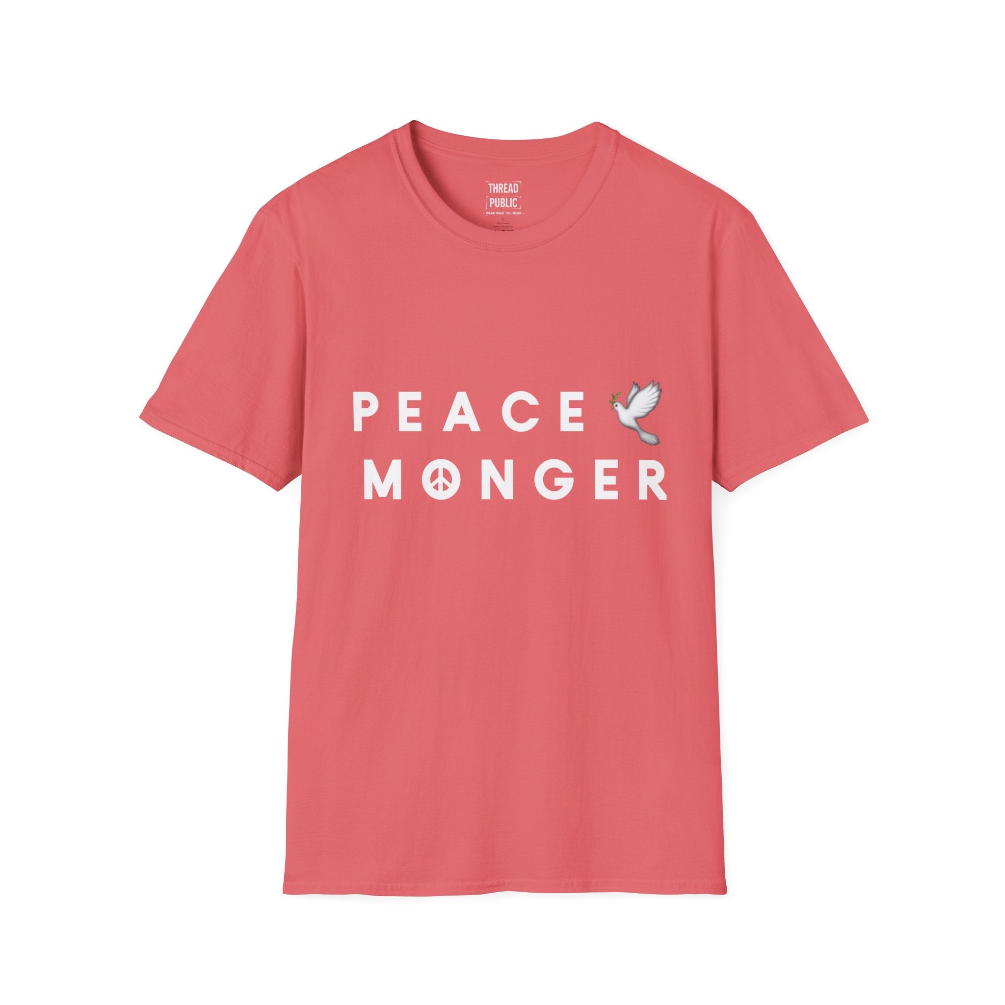 Peace Monger T-Shirt | Dove & Peace Sign Text Graphic