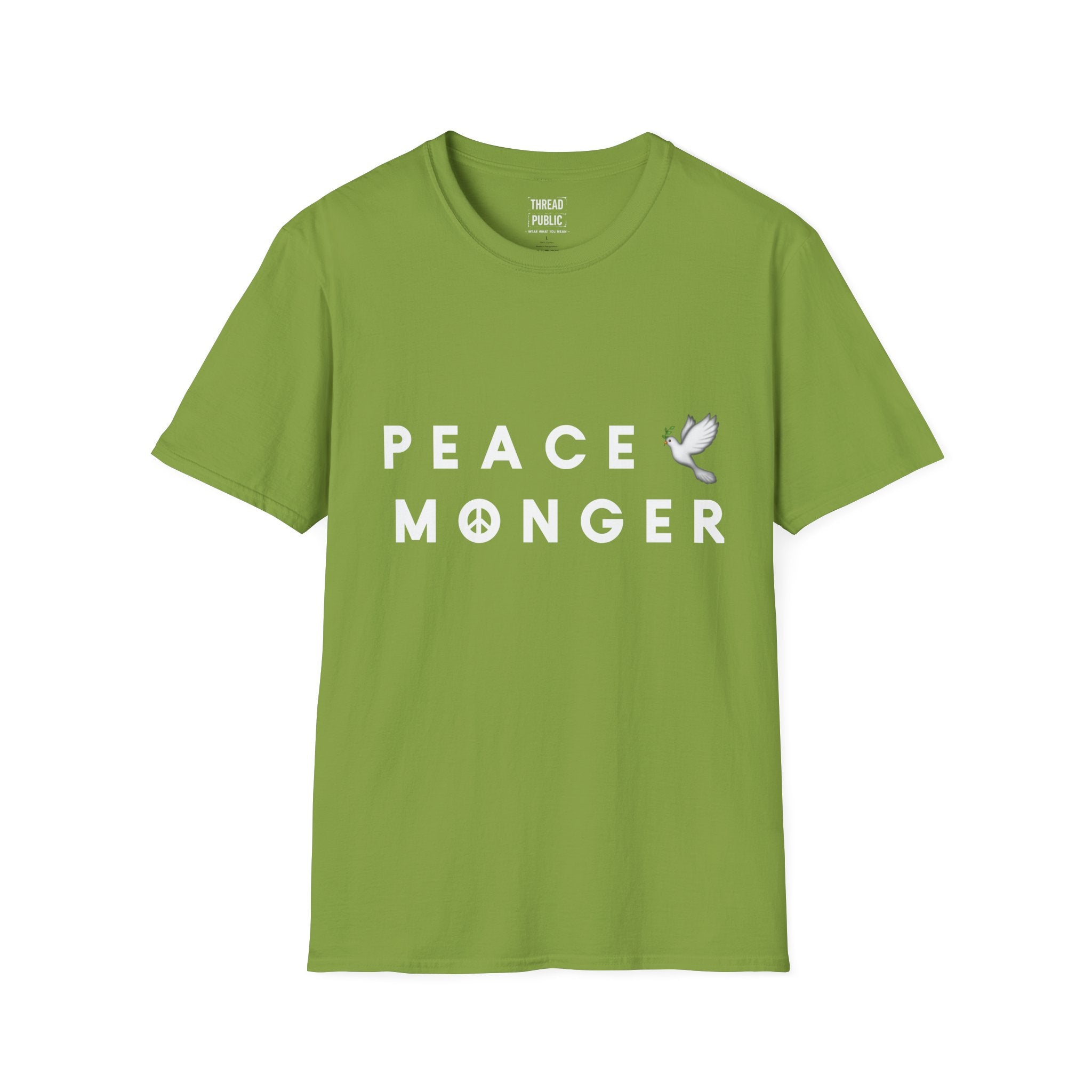 Peace Monger T-Shirt | Dove & Peace Sign Text Graphic
