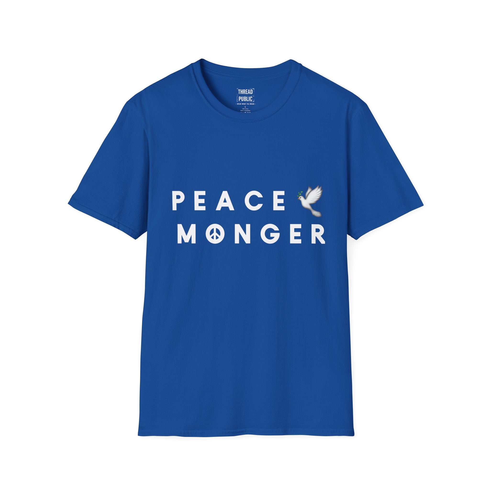 Peace Monger T-Shirt | Dove & Peace Sign Text Graphic