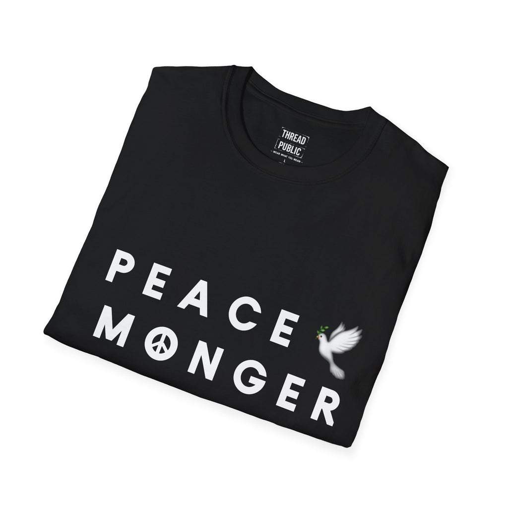 Peace Monger T-Shirt | Dove & Peace Sign Text Graphic