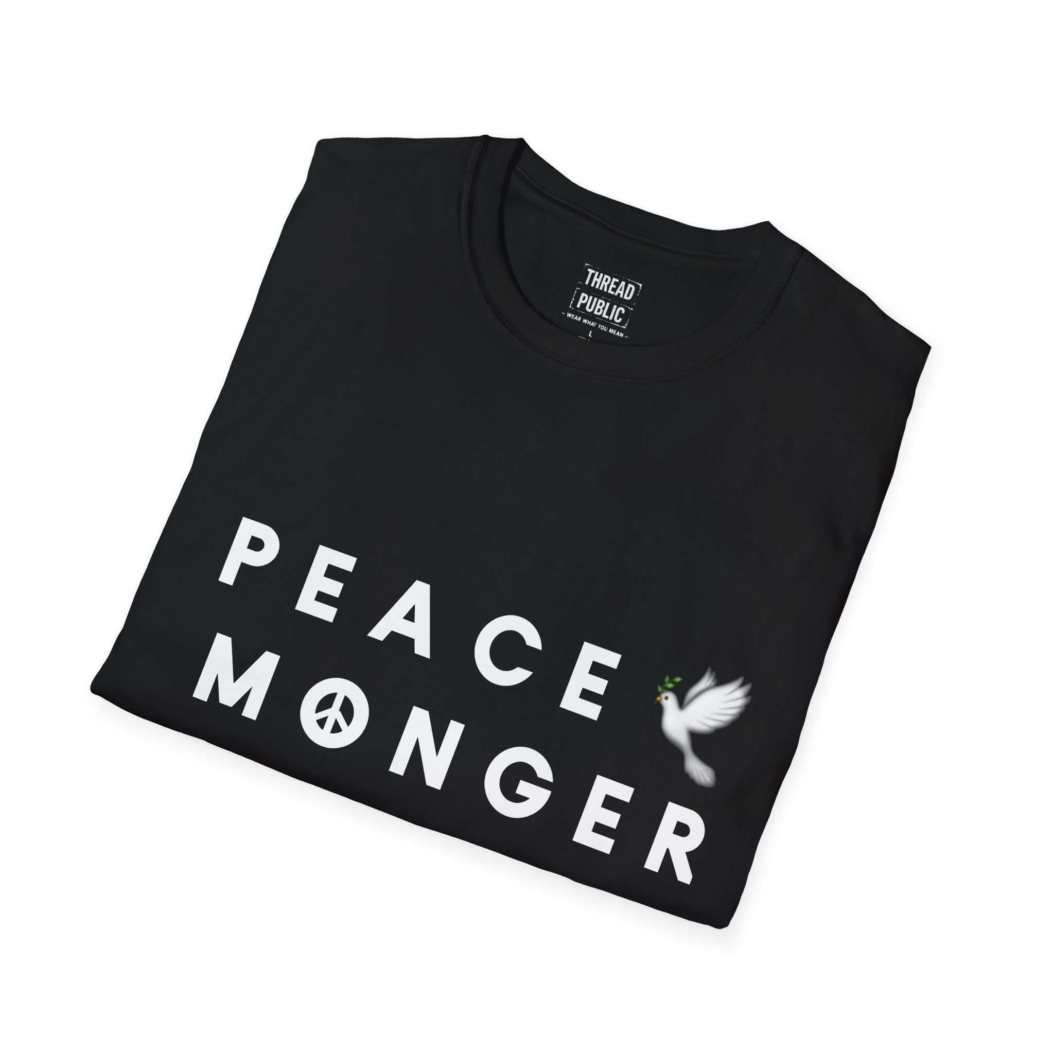 Peace Monger T-Shirt | Dove & Peace Sign Text Graphic
