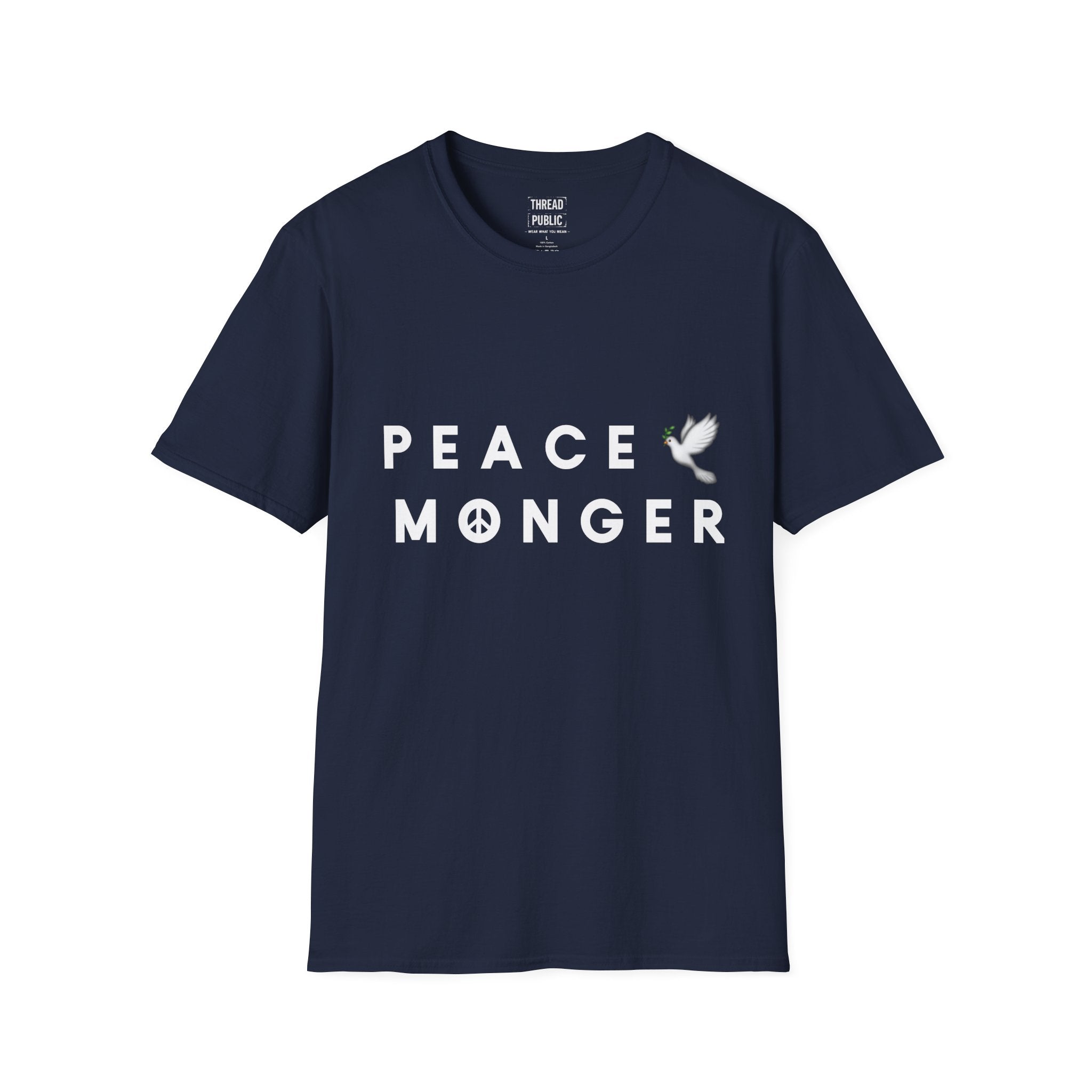 Peace Monger T-Shirt | Dove & Peace Sign Text Graphic