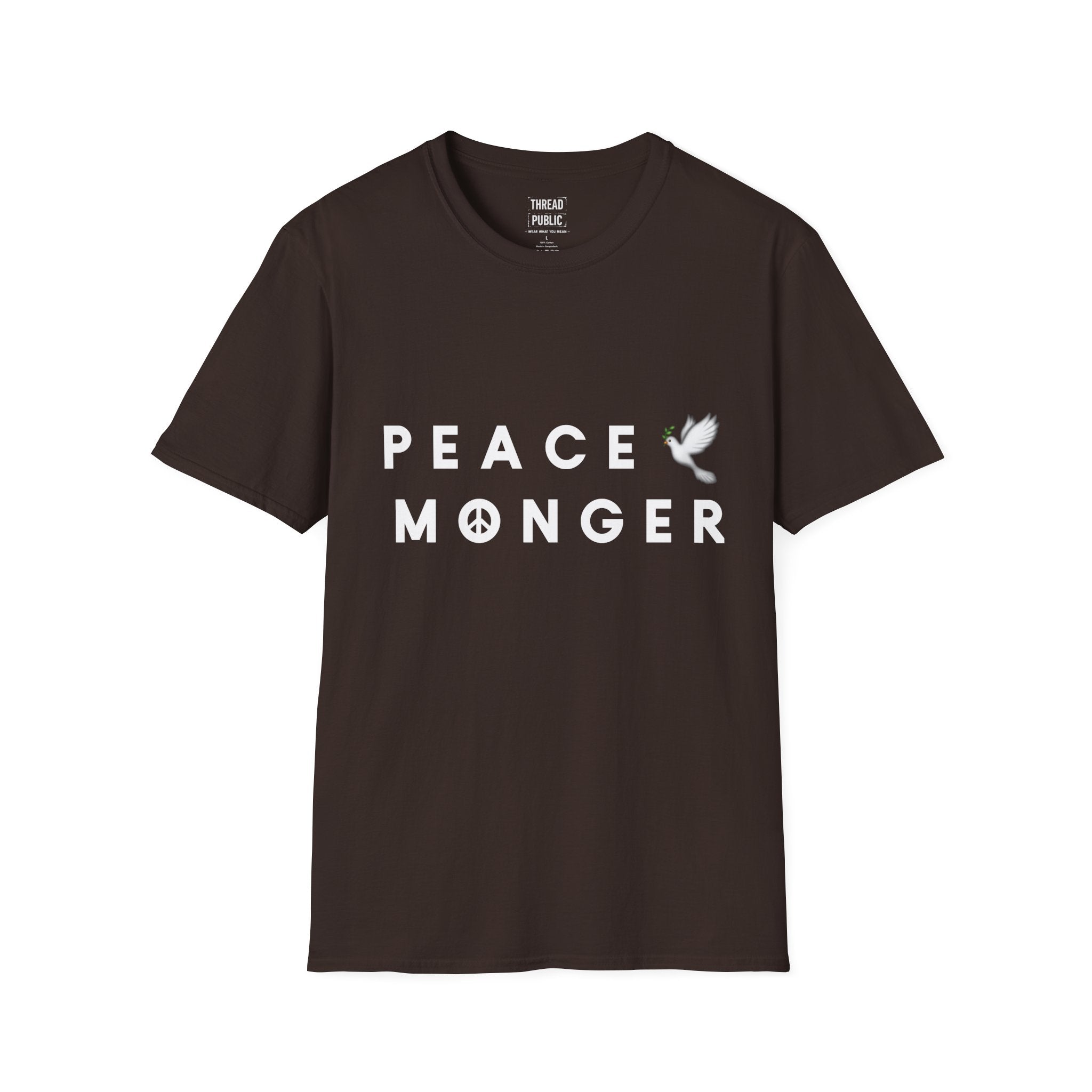 Peace Monger T-Shirt | Dove & Peace Sign Text Graphic