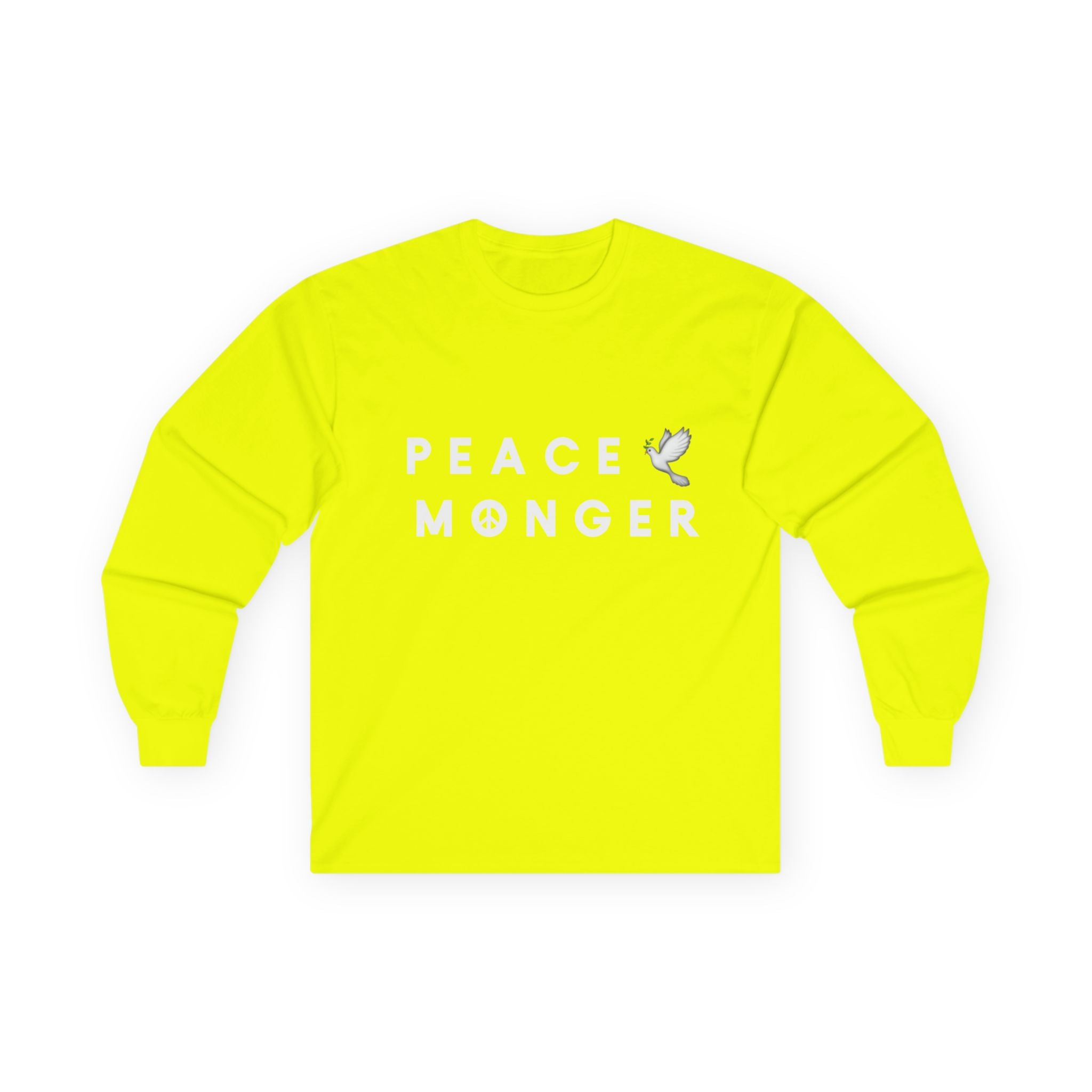 Peace Monger Long Sleeve Tee — Minimal White Tee with Dove Design