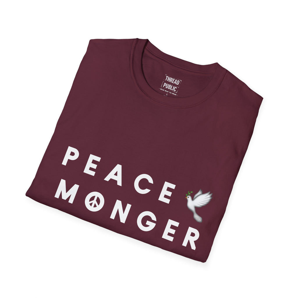 Peace Monger T-Shirt | Dove & Peace Sign Text Graphic