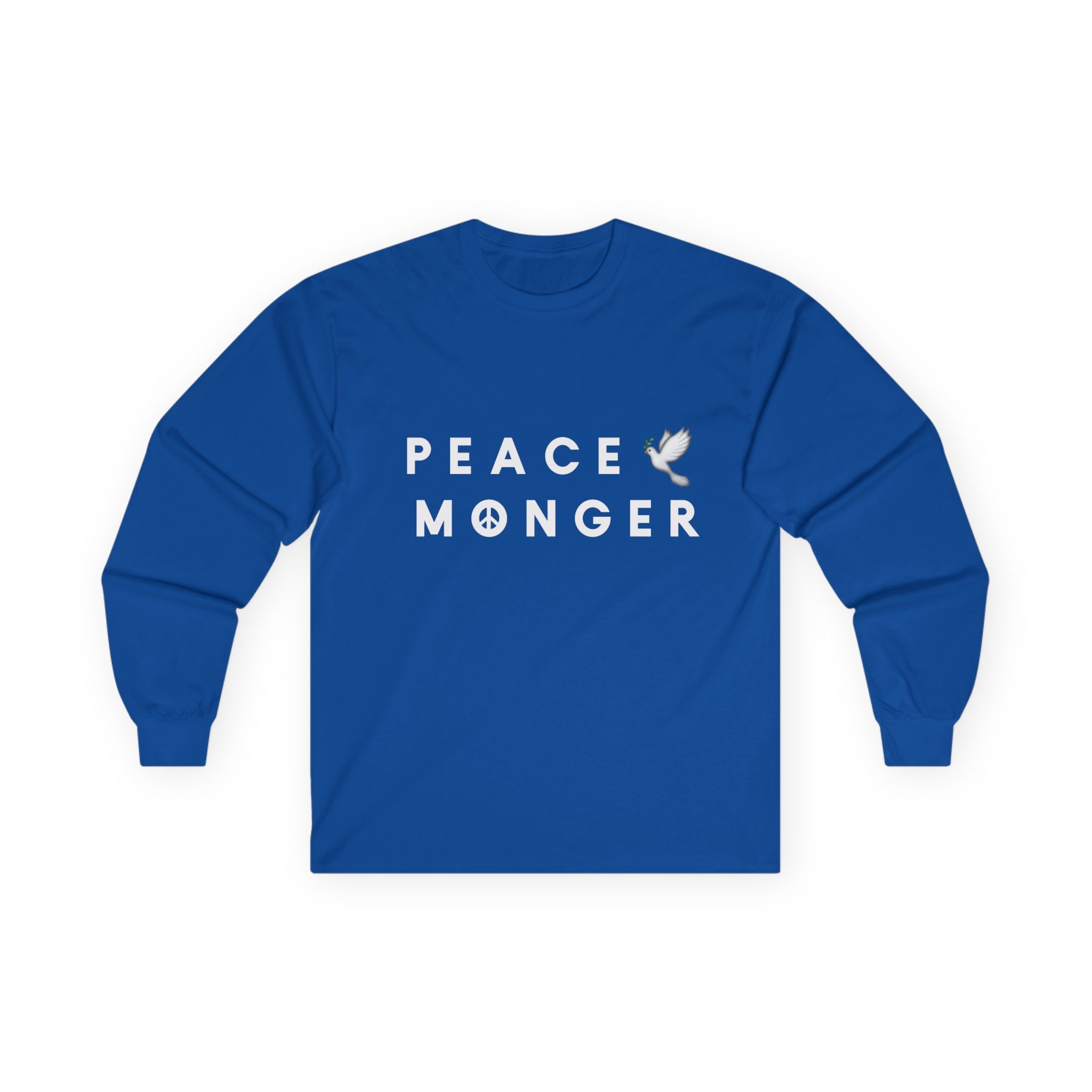 Peace Monger Long Sleeve Tee — Minimal White Tee with Dove Design