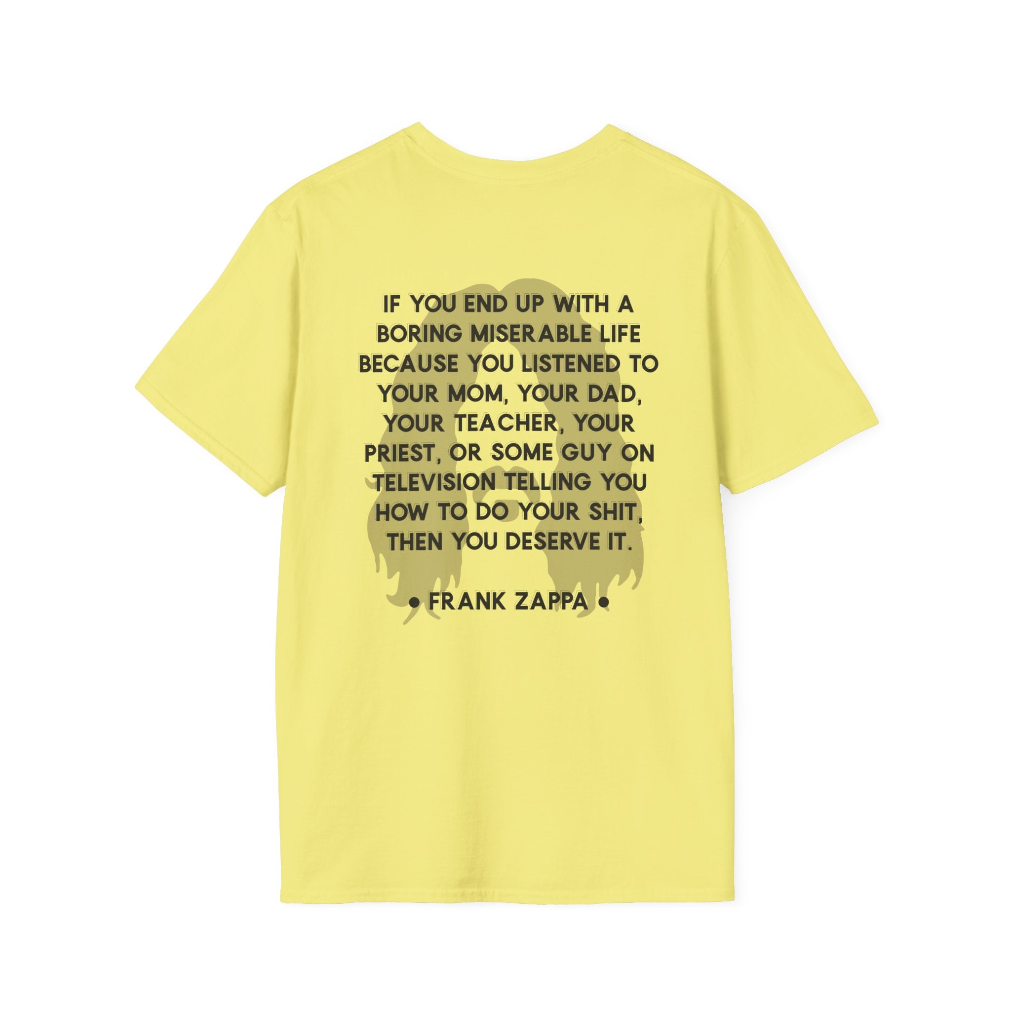 Frank Zappa Quote T-Shirt | Minimal Portrait, Back Typography