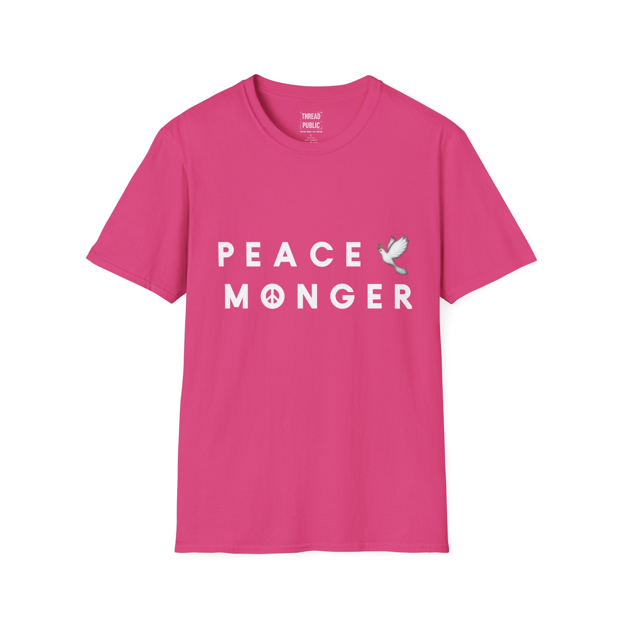 Peace Monger T-Shirt | Dove & Peace Sign Text Graphic