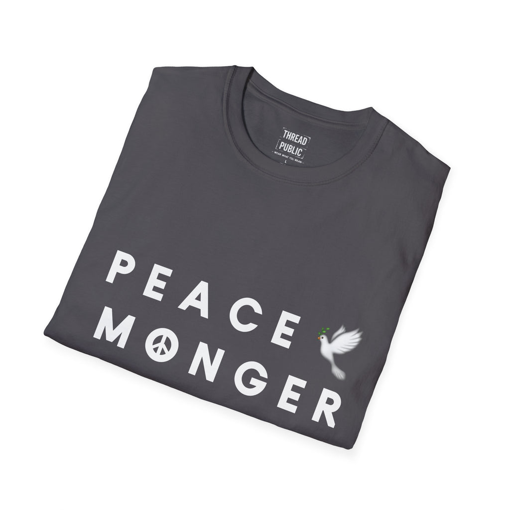 Peace Monger T-Shirt | Dove & Peace Sign Text Graphic