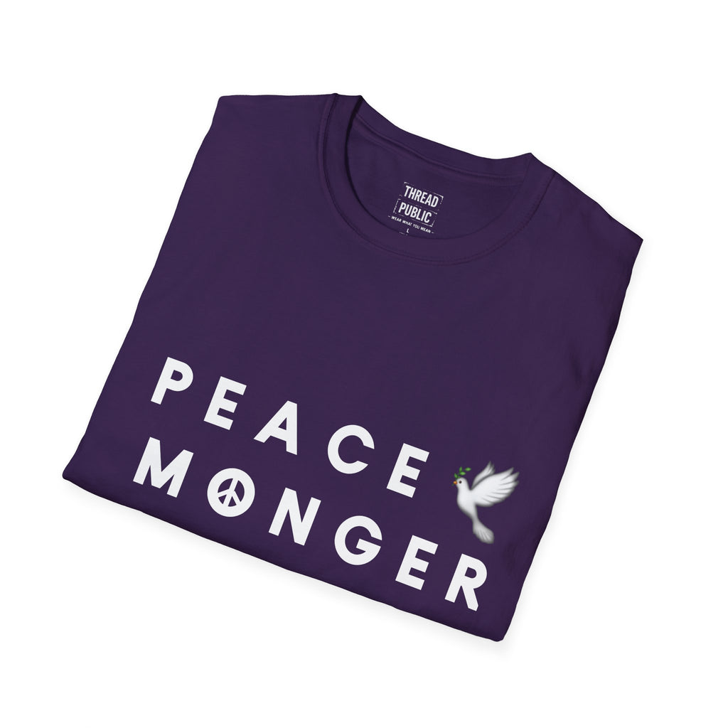 Peace Monger T-Shirt | Dove & Peace Sign Text Graphic