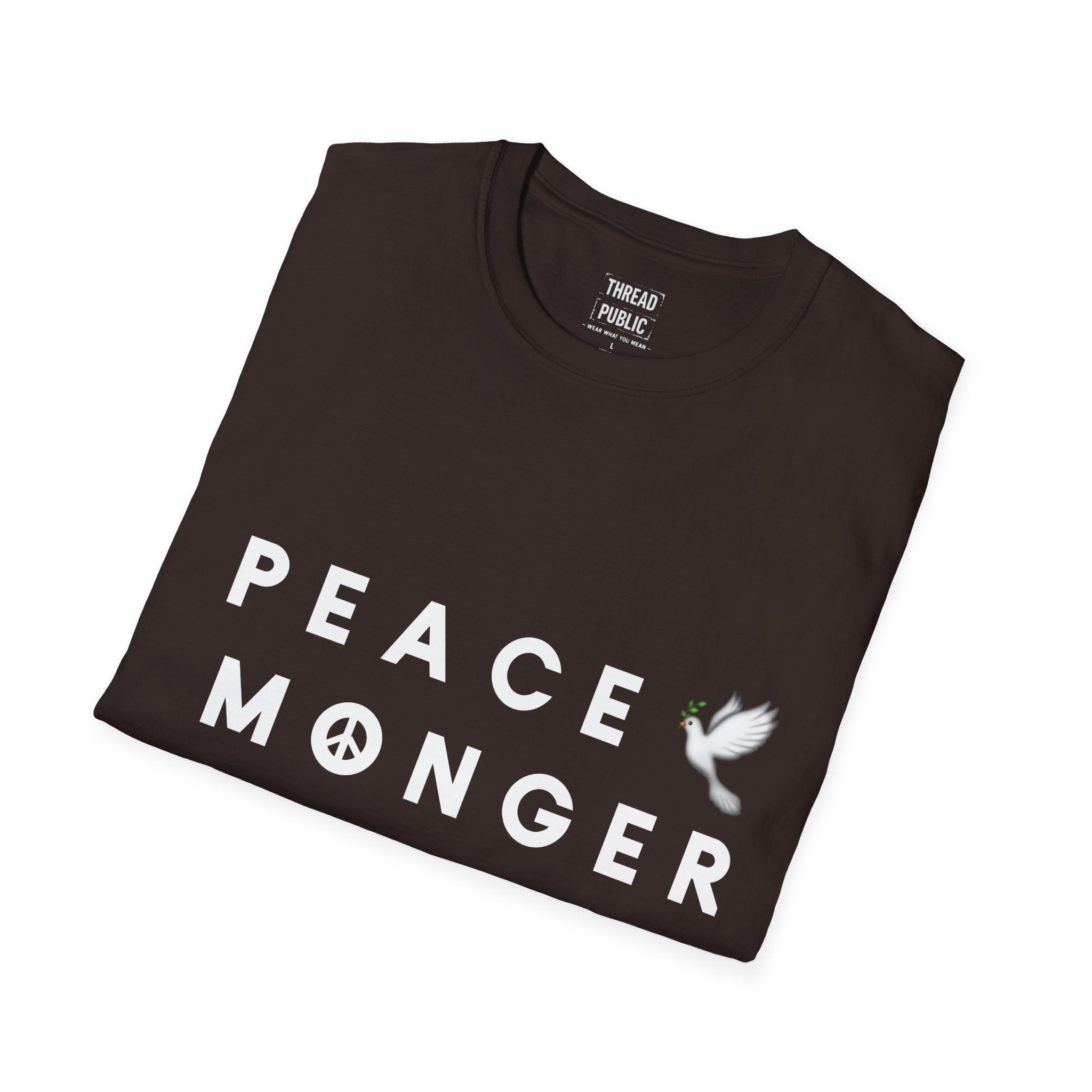Peace Monger T-Shirt | Dove & Peace Sign Text Graphic