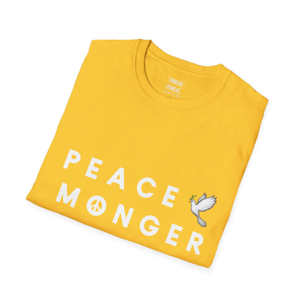 Peace Monger T-Shirt | Dove & Peace Sign Text Graphic
