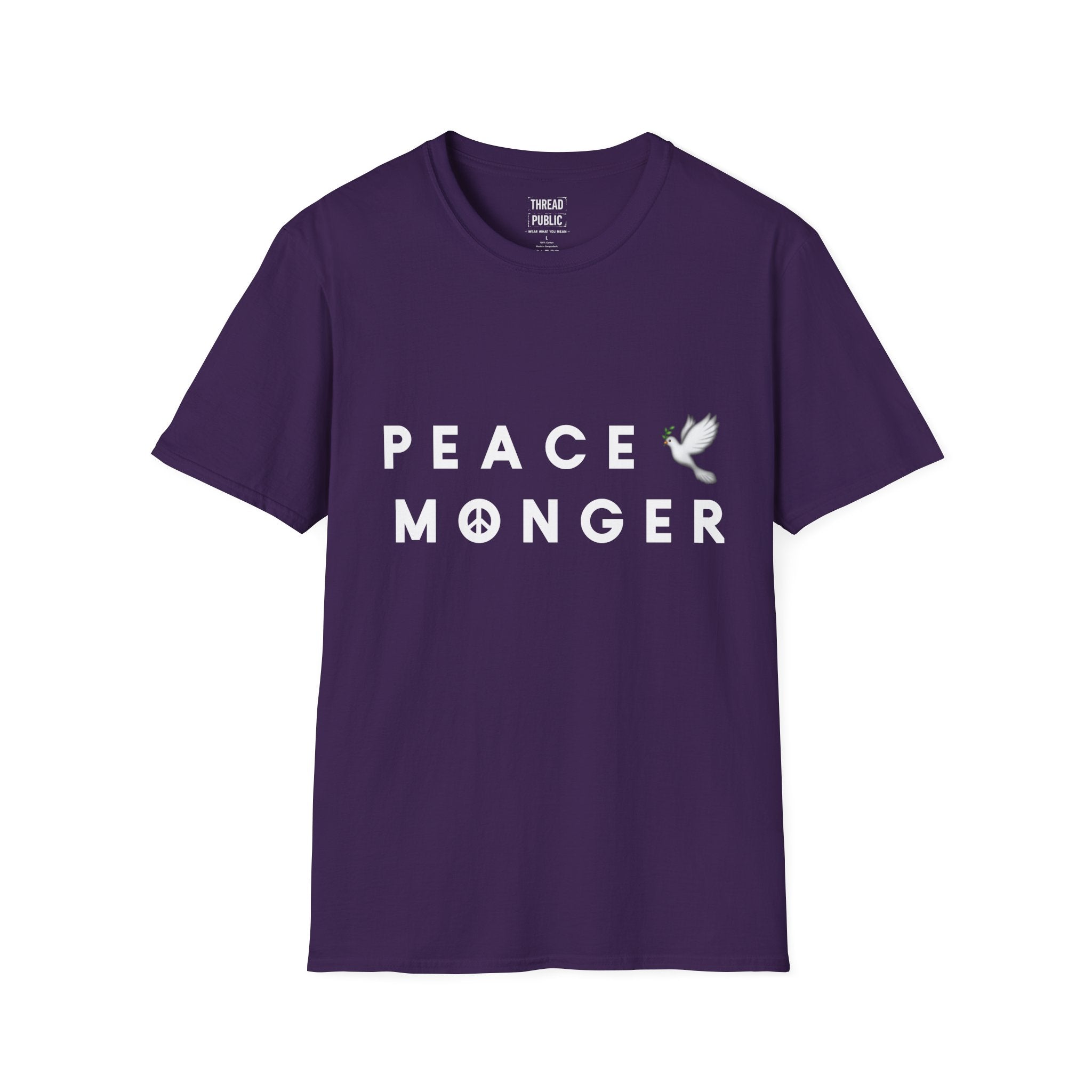 Peace Monger T-Shirt | Dove & Peace Sign Text Graphic
