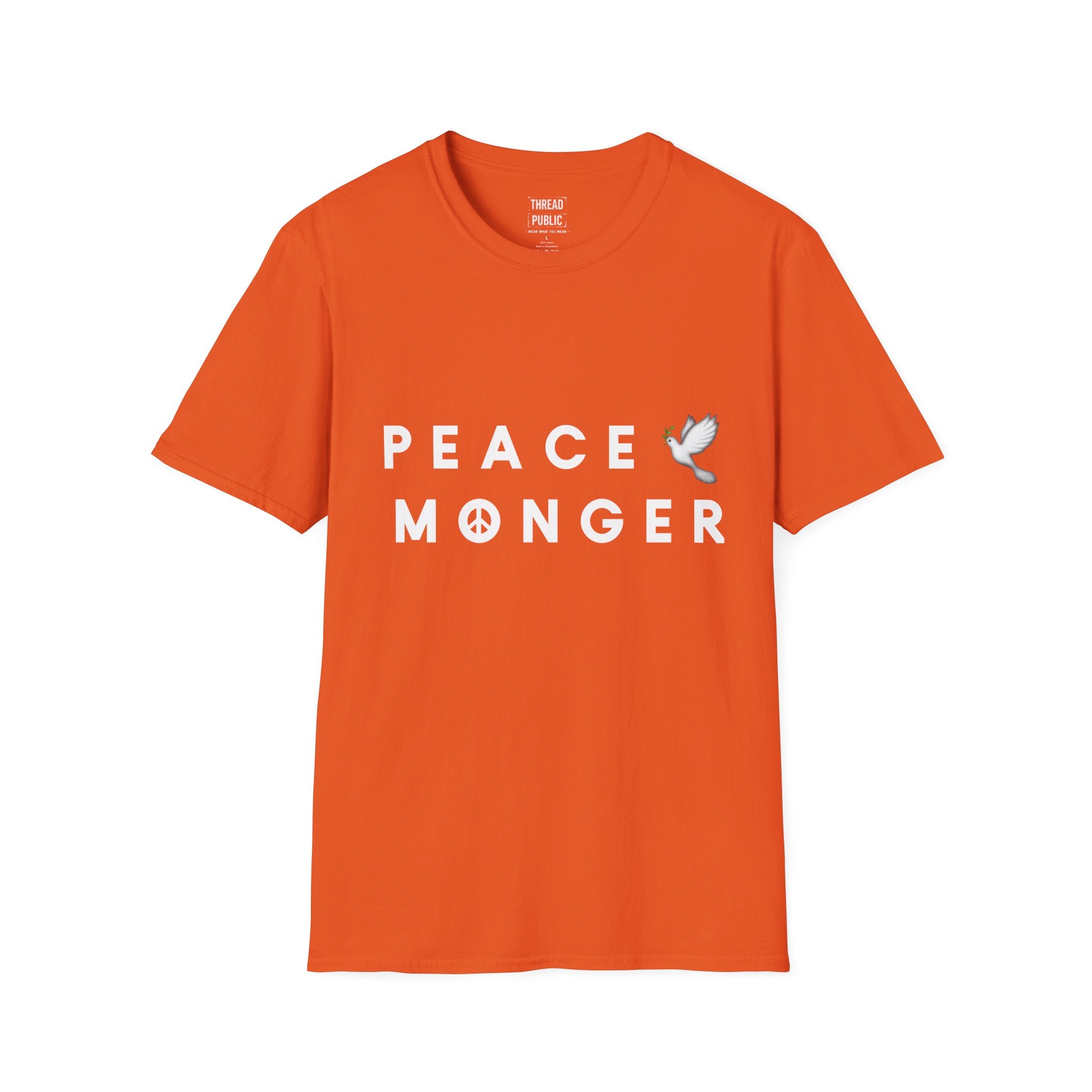 Peace Monger T-Shirt | Dove & Peace Sign Text Graphic