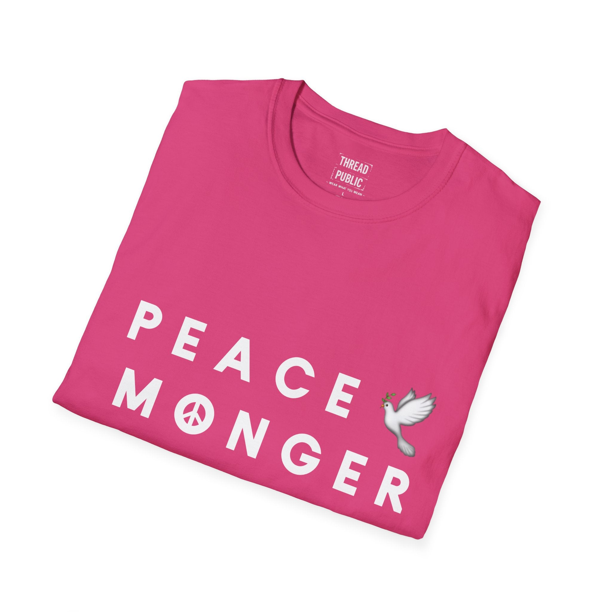 Peace Monger T-Shirt | Dove & Peace Sign Text Graphic