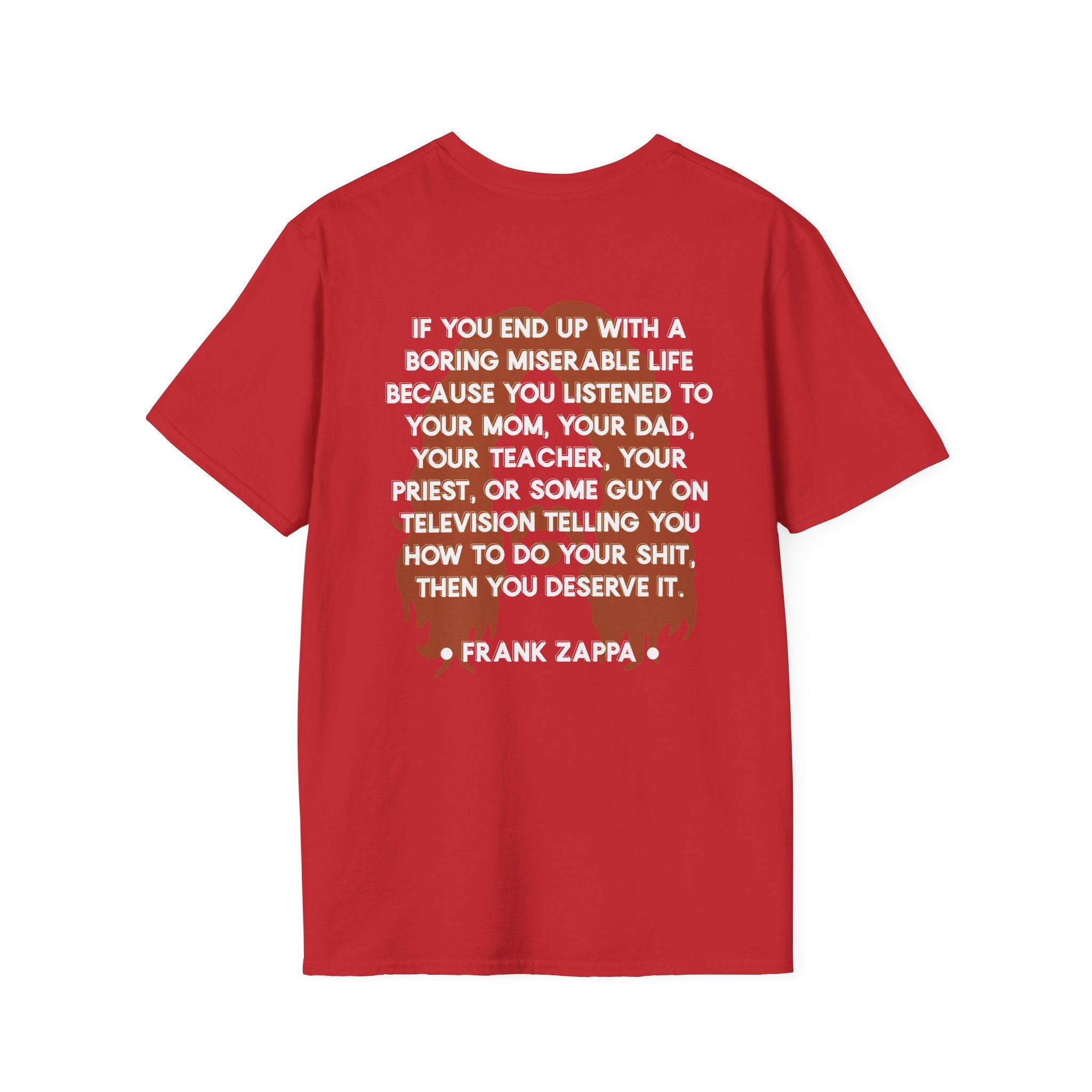 Frank Zappa Quote T-Shirt | Minimal Portrait, Back Typography