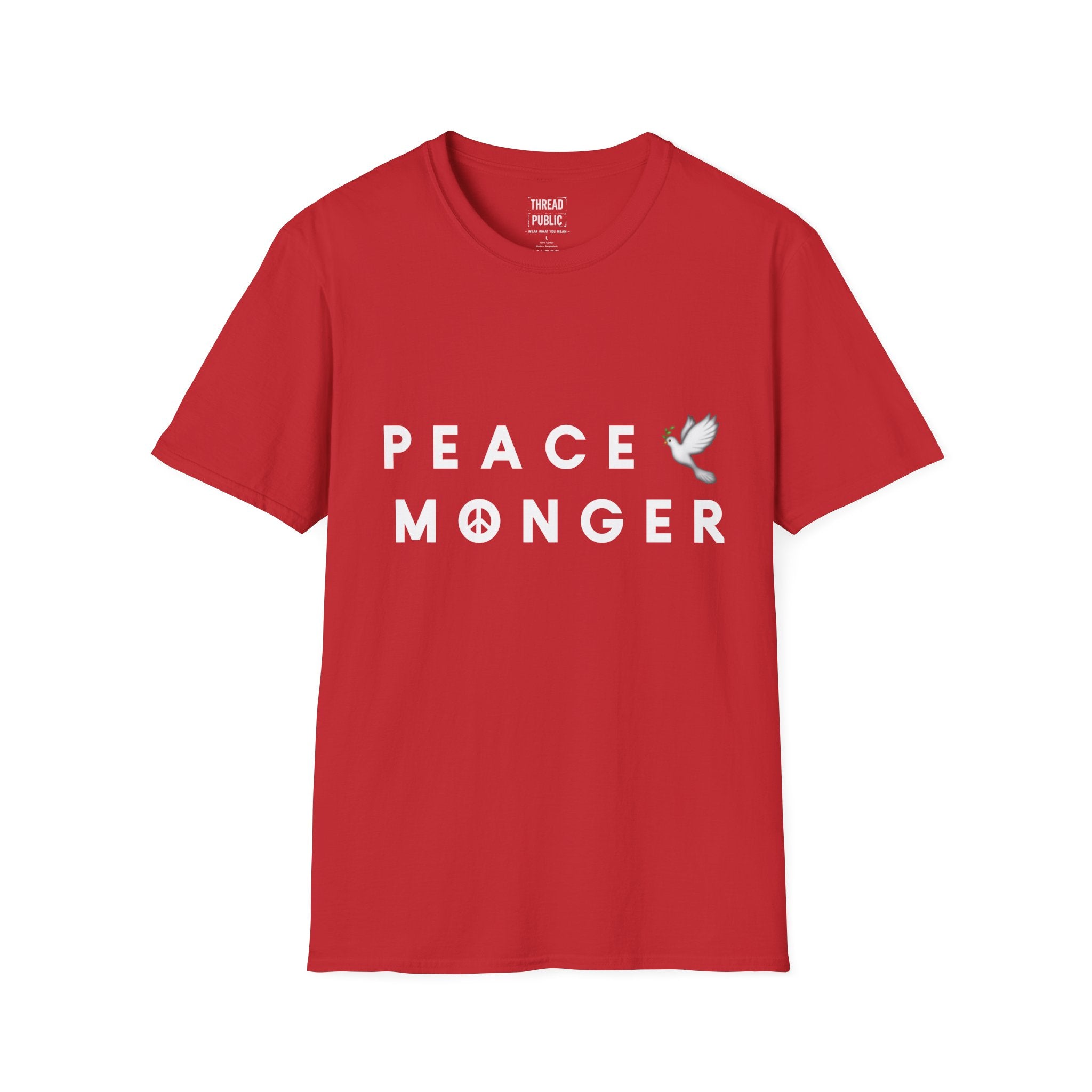 Peace Monger T-Shirt | Dove & Peace Sign Text Graphic
