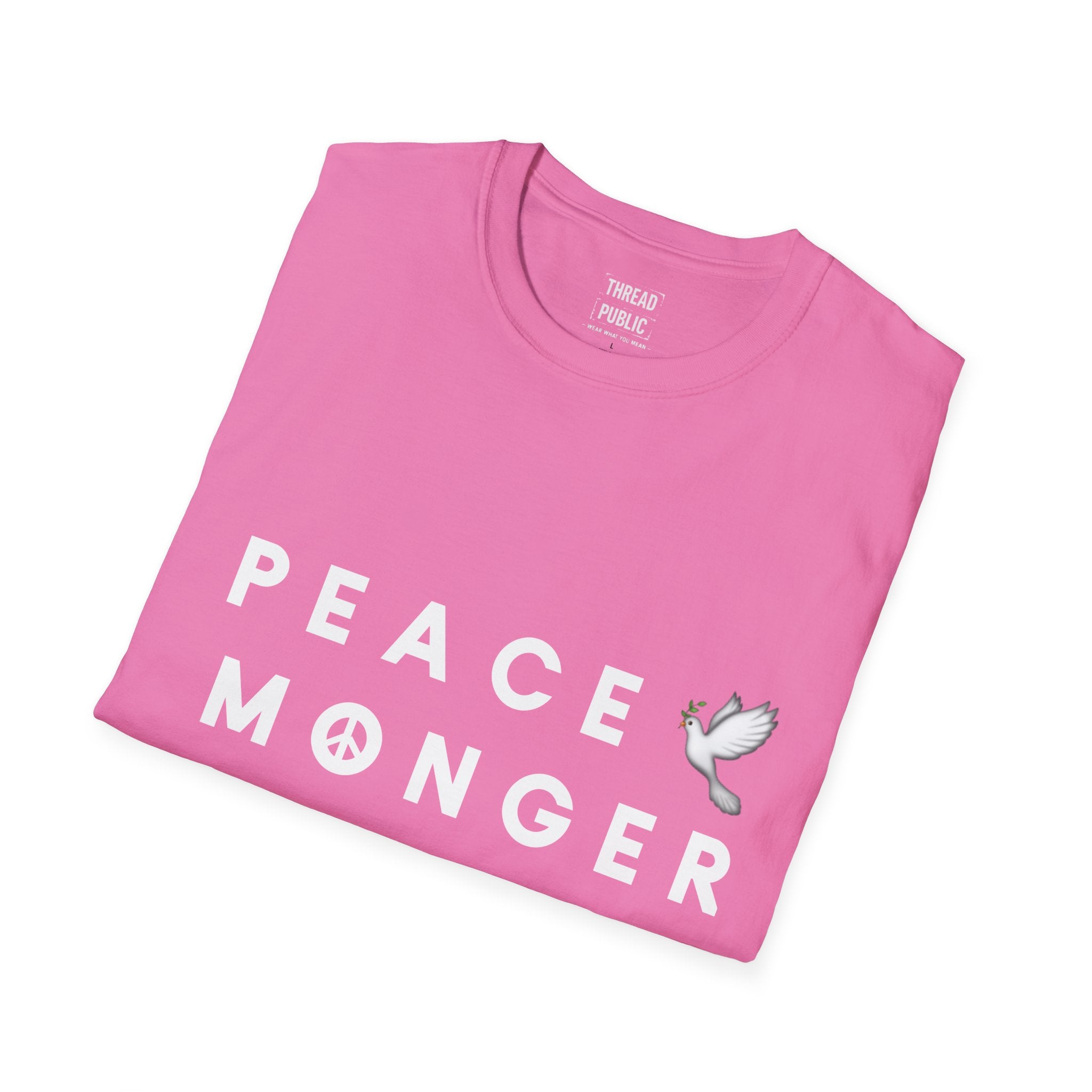 Peace Monger T-Shirt | Dove & Peace Sign Text Graphic