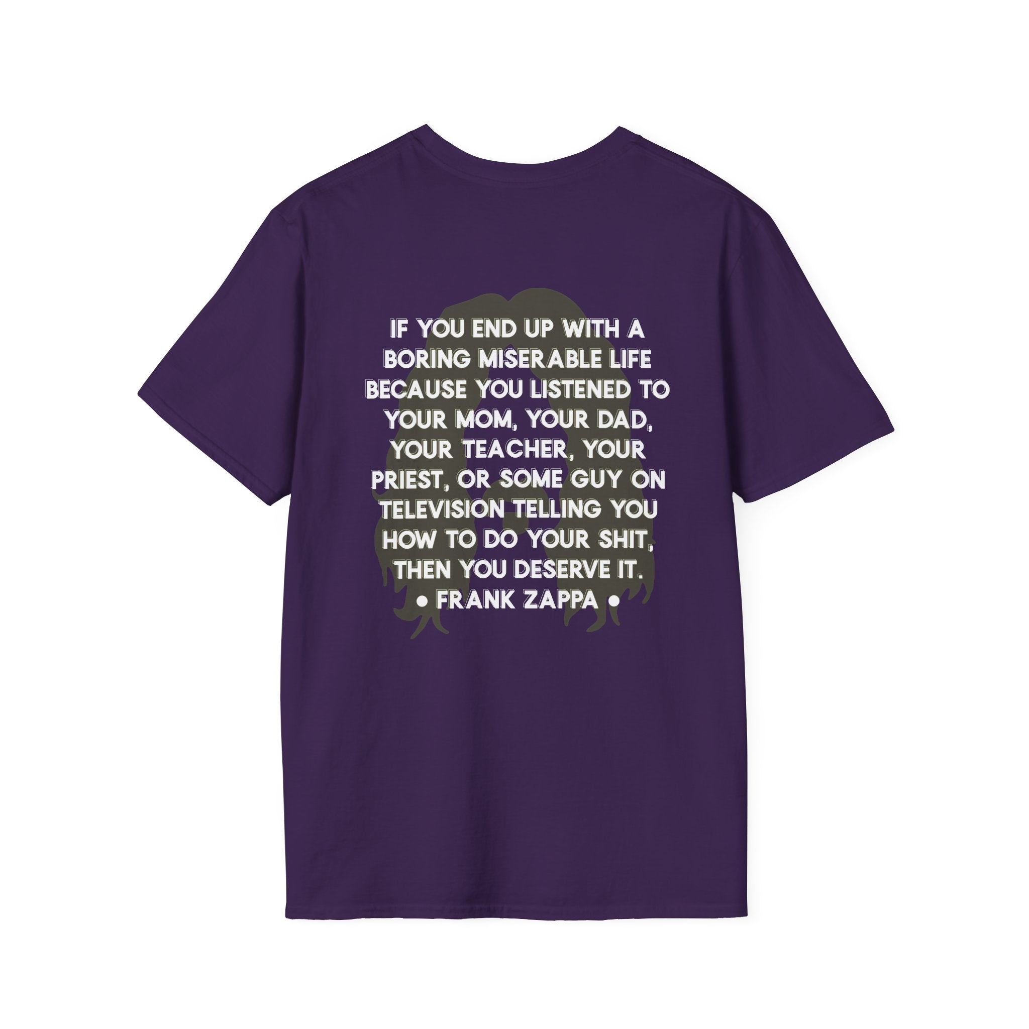 Frank Zappa Quote T-Shirt | Minimal Portrait, Back Typography