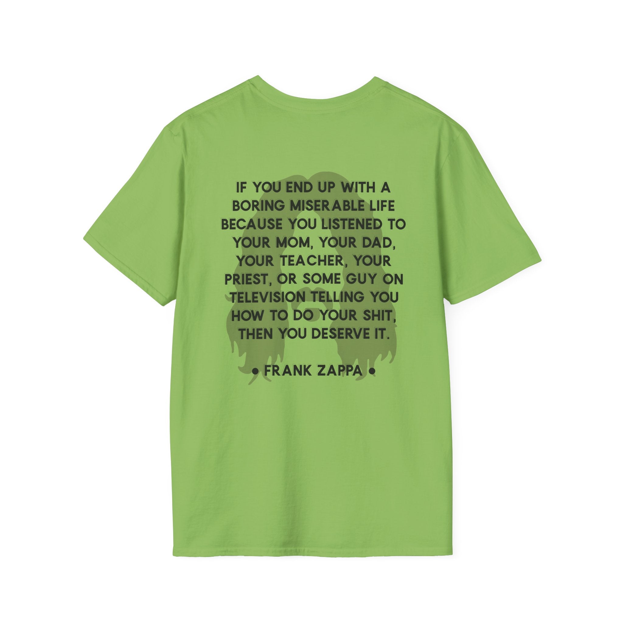 Frank Zappa Quote T-Shirt | Minimal Portrait, Back Typography