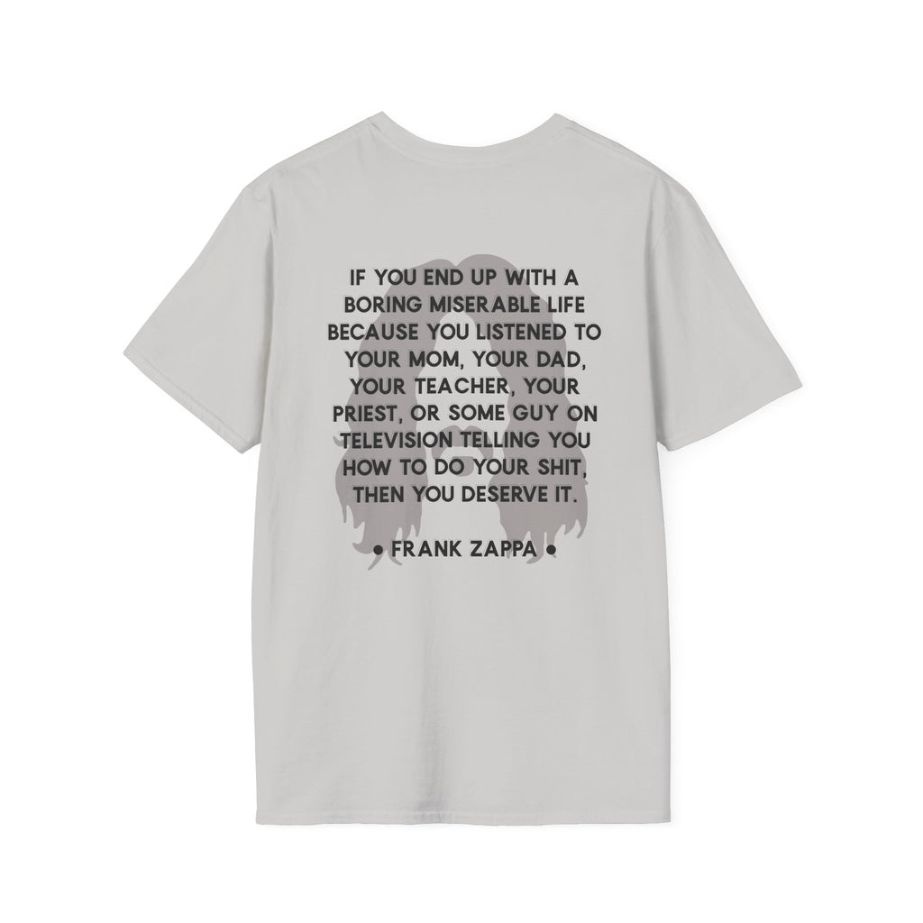 Frank Zappa Quote T-Shirt | Minimal Portrait, Back Typography