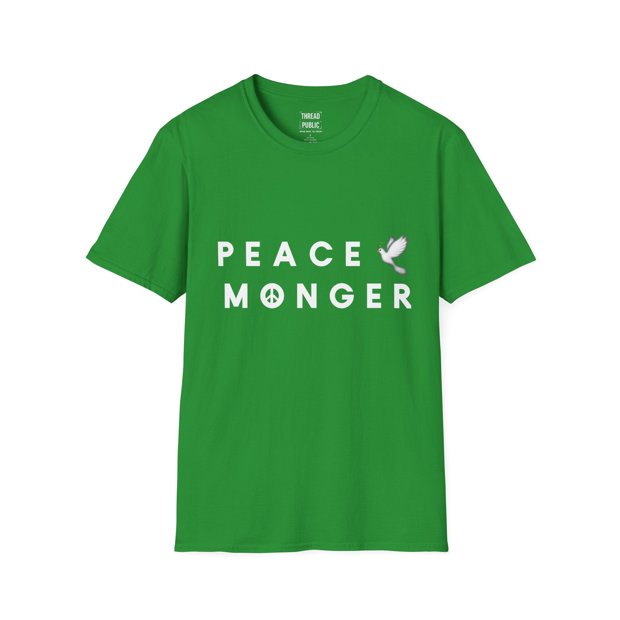 Peace Monger T-Shirt | Dove & Peace Sign Text Graphic