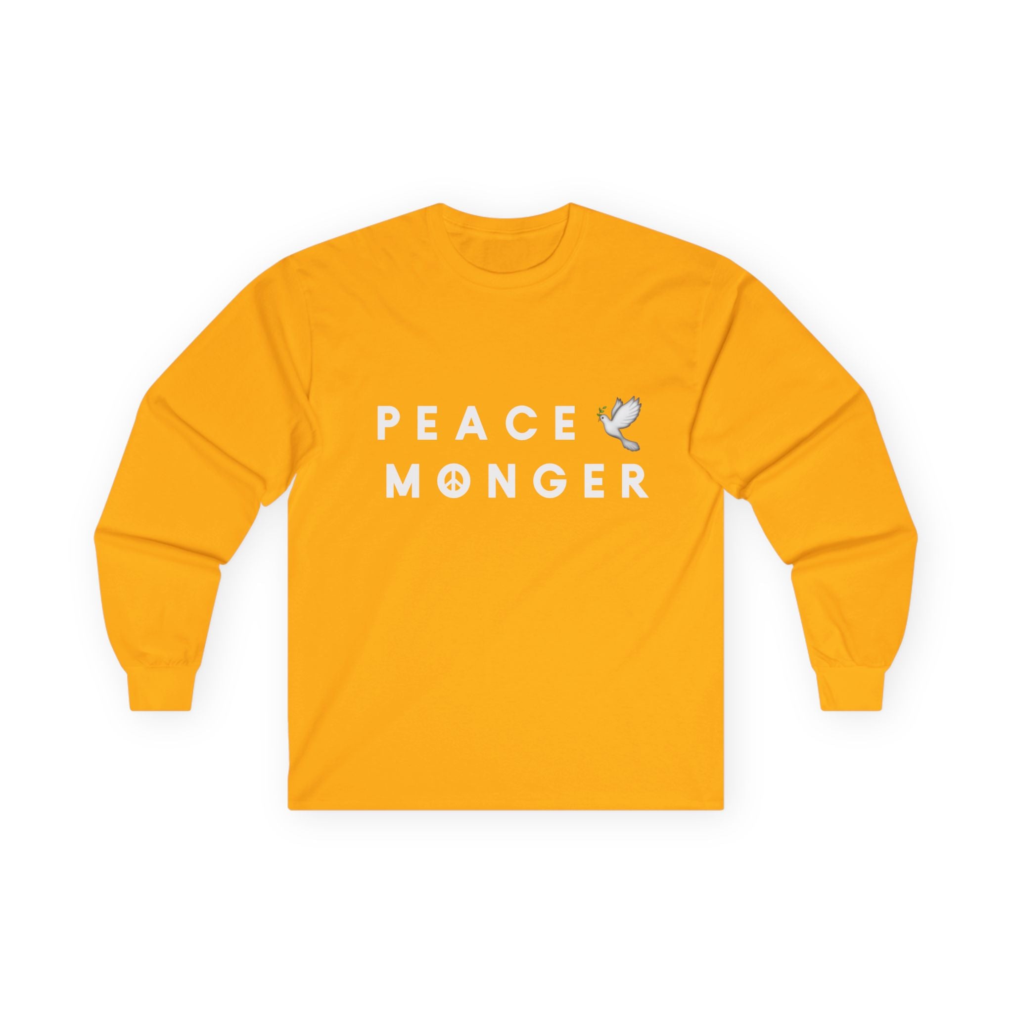Peace Monger Long Sleeve Tee — Minimal White Tee with Dove Design