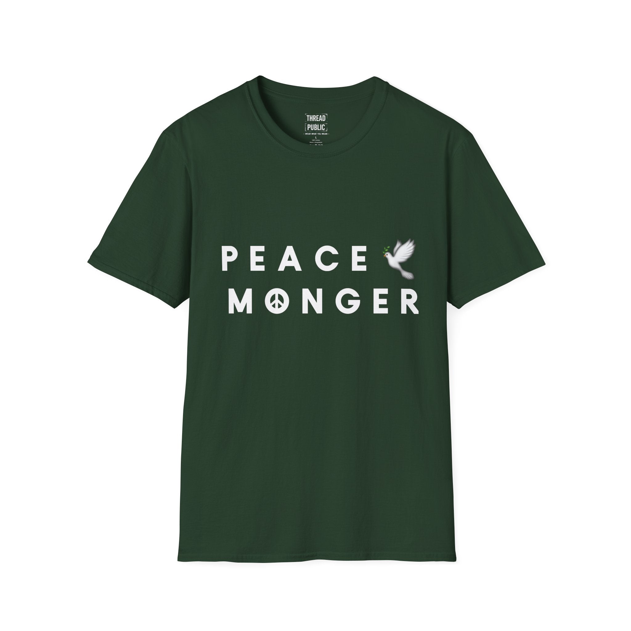 Peace Monger T-Shirt | Dove & Peace Sign Text Graphic