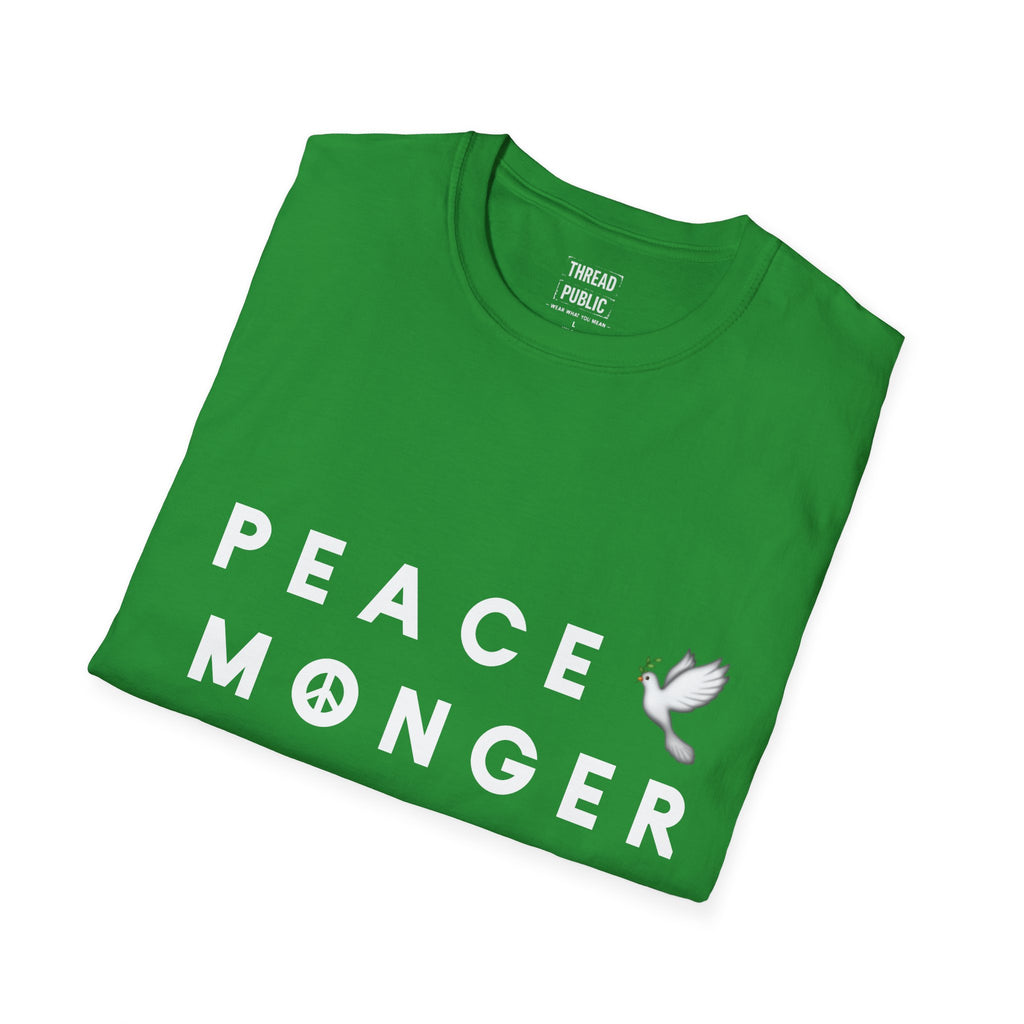 Peace Monger T-Shirt | Dove & Peace Sign Text Graphic