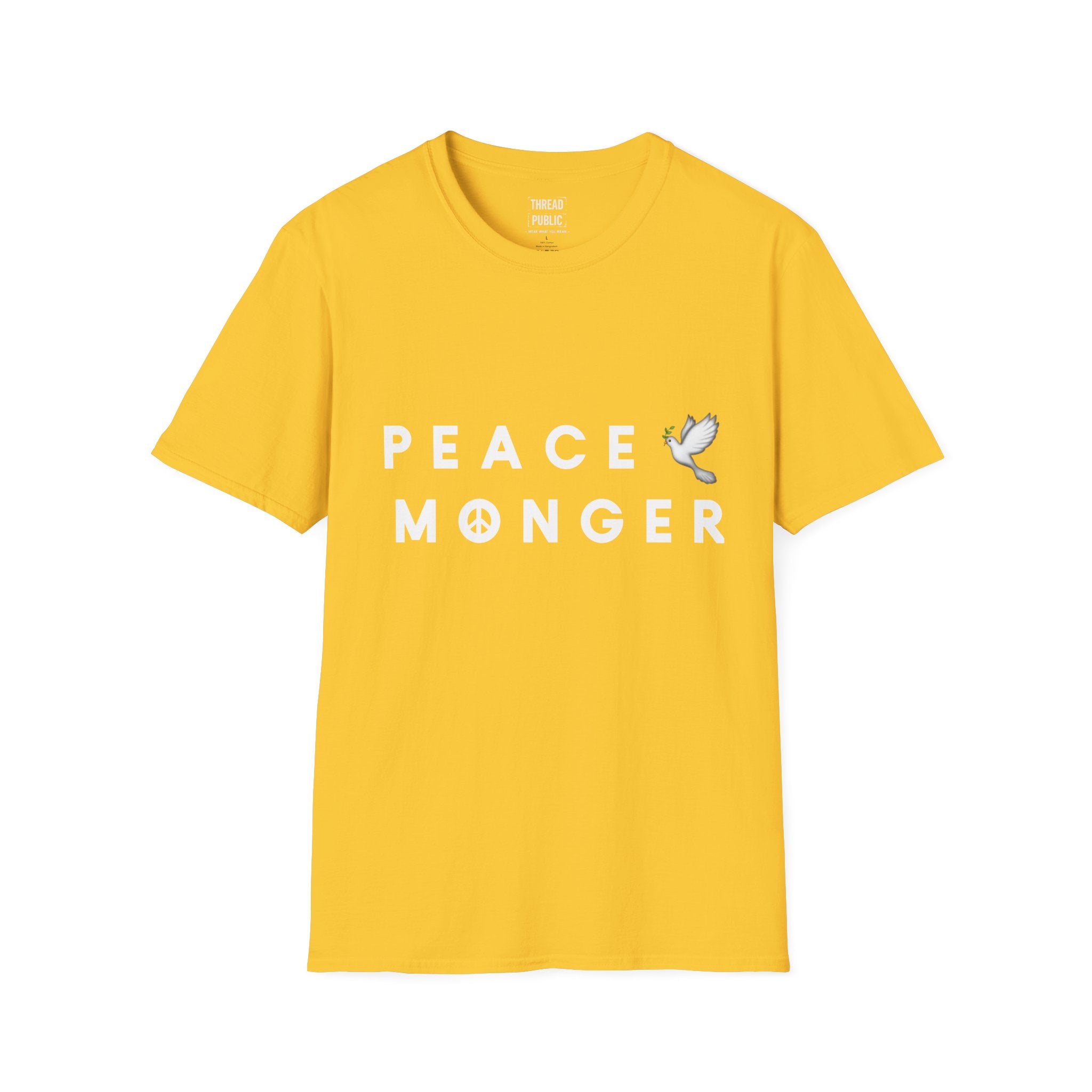 Peace Monger T-Shirt | Dove & Peace Sign Text Graphic