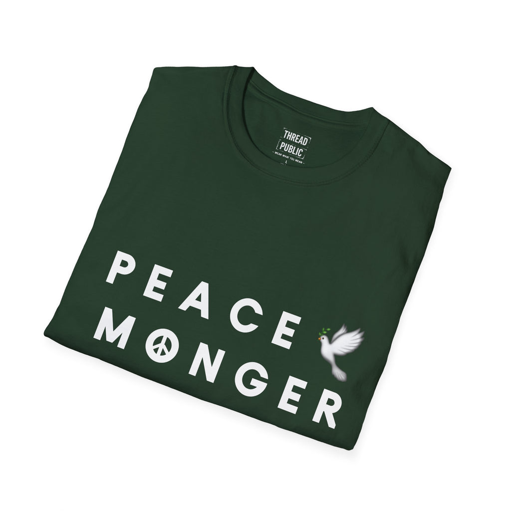 Peace Monger T-Shirt | Dove & Peace Sign Text Graphic
