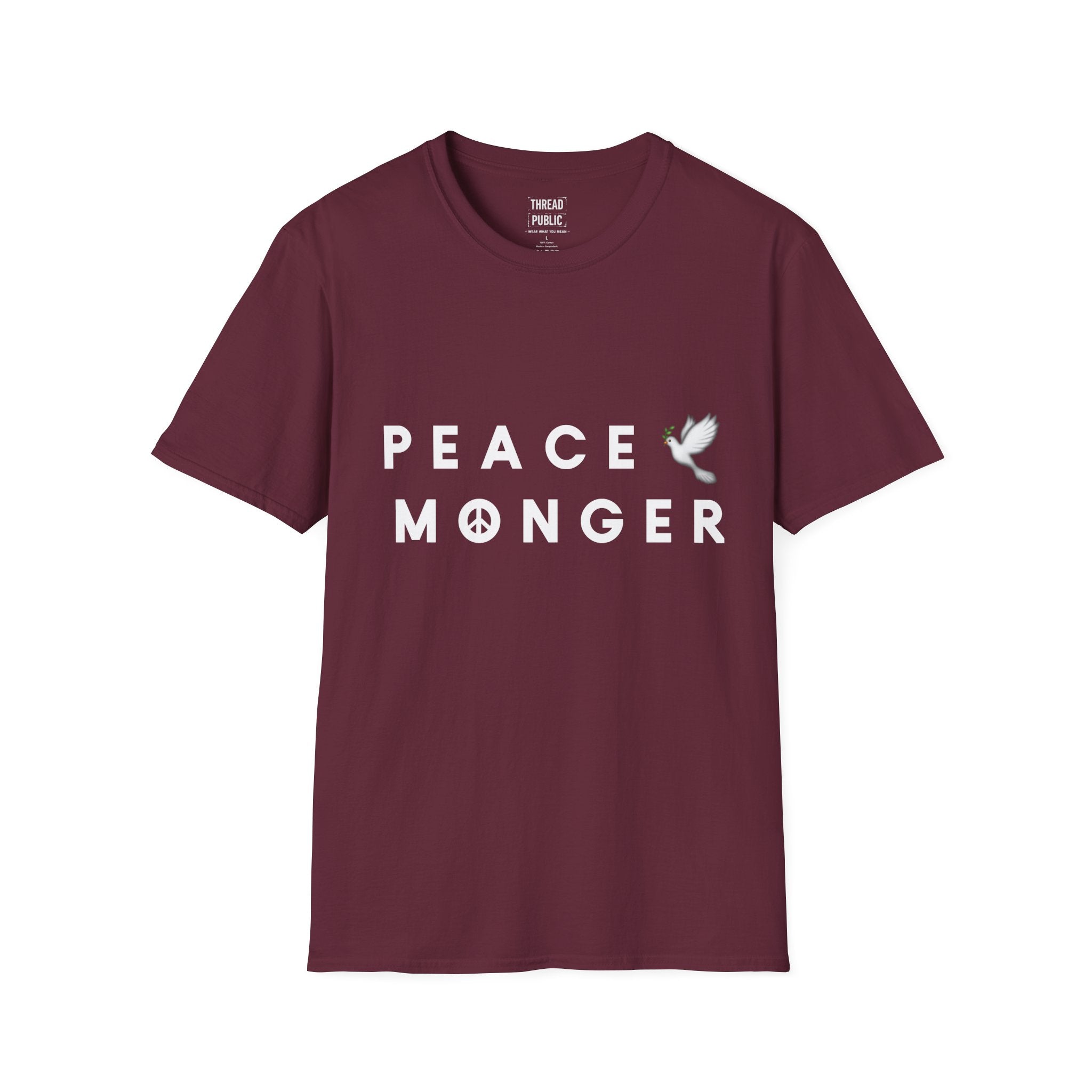 Peace Monger T-Shirt | Dove & Peace Sign Text Graphic